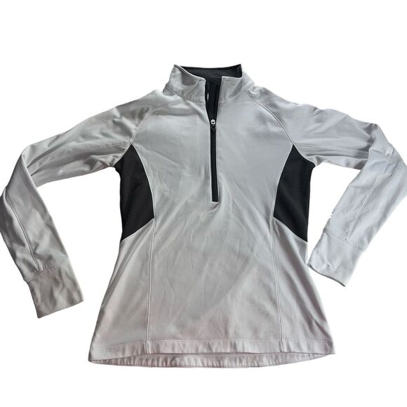 Under Armour Cold Gear Pullover Women’s Large Semi Fitted White Gray Workout - Picture 1 of 11